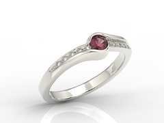 Pierścionek z białego złota z rubinem i brylantami 0,05 ct model bp-3419b
