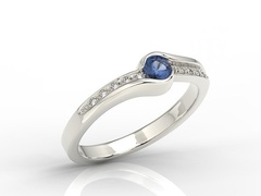 Pierścionek z białego złota z szafirem i brylantami 0,05 ct model bp-3419b