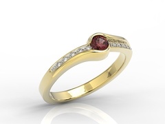 Pierścionek z żółtego złota z granatem i brylantami 0,05ct wzór bp-3419z-r