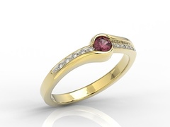 Pierścionek z żółtego złota z rubinem i brylantami 0,05ct wzór bp-3419z-r