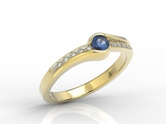 Pierścionek z żółtego złota z szafirem i brylantami 0,05ct wzór bp-3419z-r