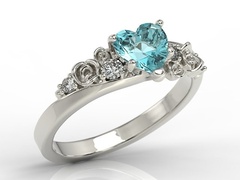 Pierścionek z białego złota z topazem swarovski blue i diamentami ap-5312b