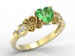 Pierścionek z żółtego złota z topazem swarovski rainforest i diamentami ap-52z-r