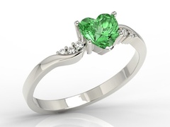 Pierścionek z białego złota z topazem swarovski green i brylantami lp-70b
