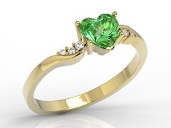 Pierścionek z żółtego złota z topazem swarovski green i brylantami lp-70z