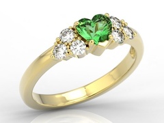 Pierścionek z żółtego złota z zielonym topazem swarovski i diamentami bp-54z