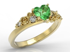 Pierścionek z żółtego złota z topazem swarovski rainforest i diamentami ap-5312z