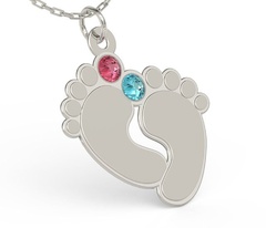 Naszyjnik z łańcuszkiem w kształcie stóp ze srebra z cyrkoniami swarovski mix - grawer gratis!