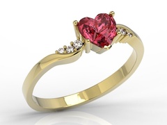 Pierścionek z żółtego złota z topazem swarovski red i cyrkoniami lp-70z
