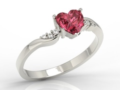 Pierścionek z białego złota z topazem swarovski red i cyrkoniami lp-70b