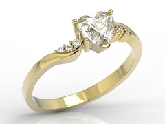 Pierścionek z żółtego złota z topazem swarovski white i brylantami lp-70z