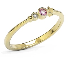 Pierścionek z żółtego złota z cyrkoniami swarovski różowy bp-6707z-c/pink