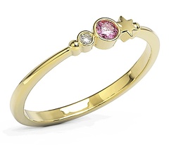 Pierścionek z żółtego złota z cyrkoniami swarovski różowy bp-6709z-c/pink