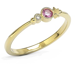 Pierścionek z żółtego złota z cyrkoniami swarovski róż bp-6711z-c/pink