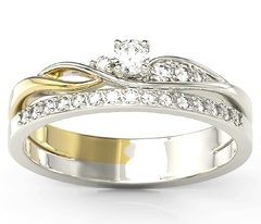 Pierścionek z białego i żółtego złota z cyrkoniami swarovski bp-77bz-c