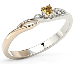Pierścionek z białego i różowego złota z topazem swarovski honey i cyrkoniami bp-81bp-top-hon/c