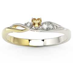 Pierścionek z białego i żółtego złota z topazem swarovski honey i cyrkoniami bp-81bz-top-hon/c