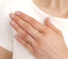 Pierścionek z żółtego złota z topazem swarovski honey i brylantami bp-81z