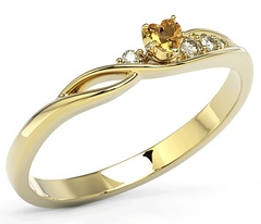 Pierścionek z żółtego złota z topazem swarovski honey i cyrkoniami bp-81z-top-hon/c