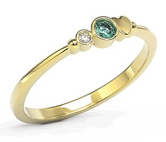 Pierścionek z żółtego złota z cyrkoniami swarovski mietową i białą bp-6809z-c