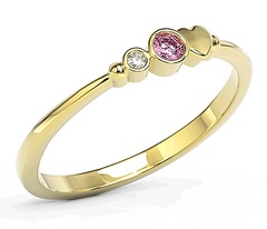 Pierścionek z żółtego złota z cyrkoniami swarovski różową i białą bp-6807z-c