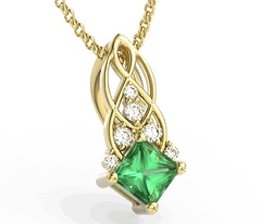 Wisiorek z żółtego złota z zielonym topazem swarovski i brylantami bpw-86z