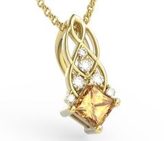 Wisiorek z żółtego złota z miodowym topazem swarovski i brylantami bpw-86z