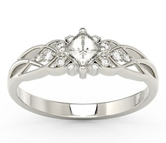 Pierścionek z białego złota z topazem swarovski white i diamentami bp-86b