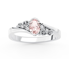 Pierścionek z białego złota ap-39b z morganitem i diamentami 0,03 ct
