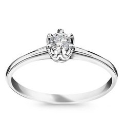 Staviori pierścionek. 1 diament, szlif brylantowy, masa 0,14 ct., barwa h, czystość si1. białe złoto 0,585. średnica korony ok. 3,7 mm. 