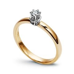 Staviori pierścionek zaręczynowy z diamentem, masa 0,10 czystość si1. żółte złoto 0,585.