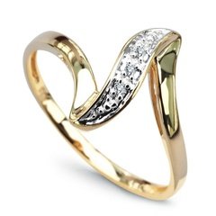 Staviori pierścionek stylowy żółtego i białego złota 0,585. 3 diamenty, szlif brylantowy