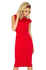 Czerwona sukienka elegancka  z zaznaczoną talią