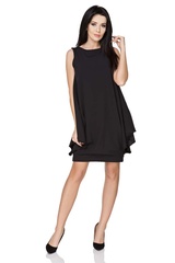 Czarna wyjściowa warstwowa sukienka bez rękawów