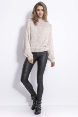 Beżowy stylowy sweter z półgolfem