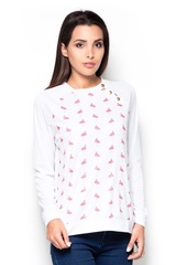 Bluza z wzorzystym przodem we flamingi