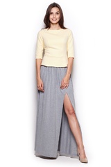 Żółta bluzka z rękawem 3/4 z baskinką