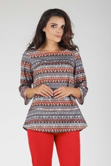 Boho elegancka bluzka z rozszerzanym rękawem ¾
